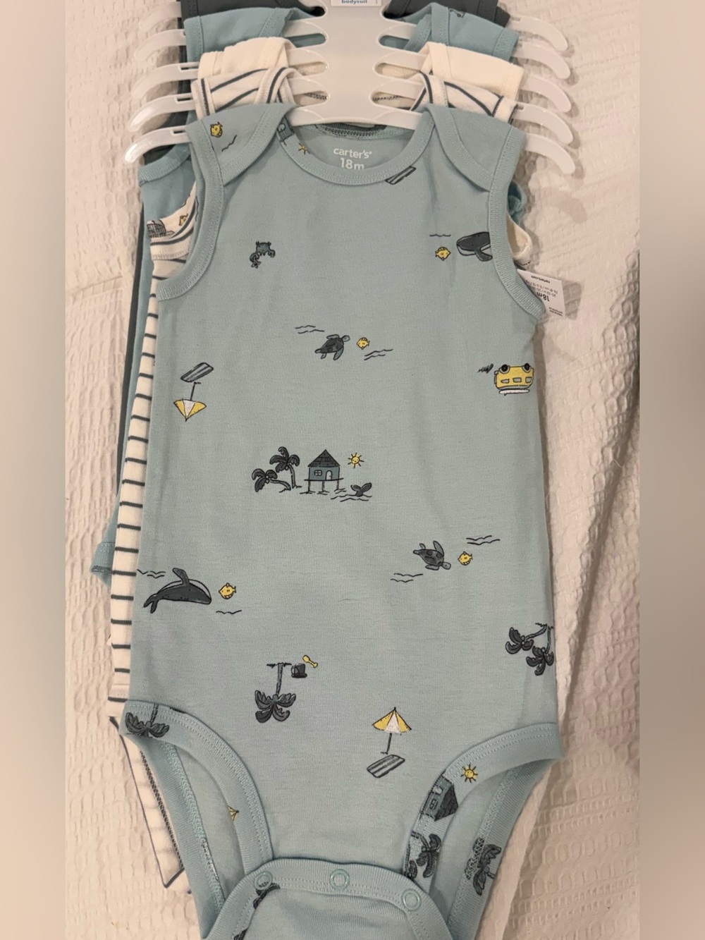 Carter’s 5-Piece Green Sleeveless Onesies - 18 months